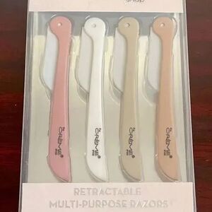 Retractable Facial Razor Set — Pink, White, Beige, Peach